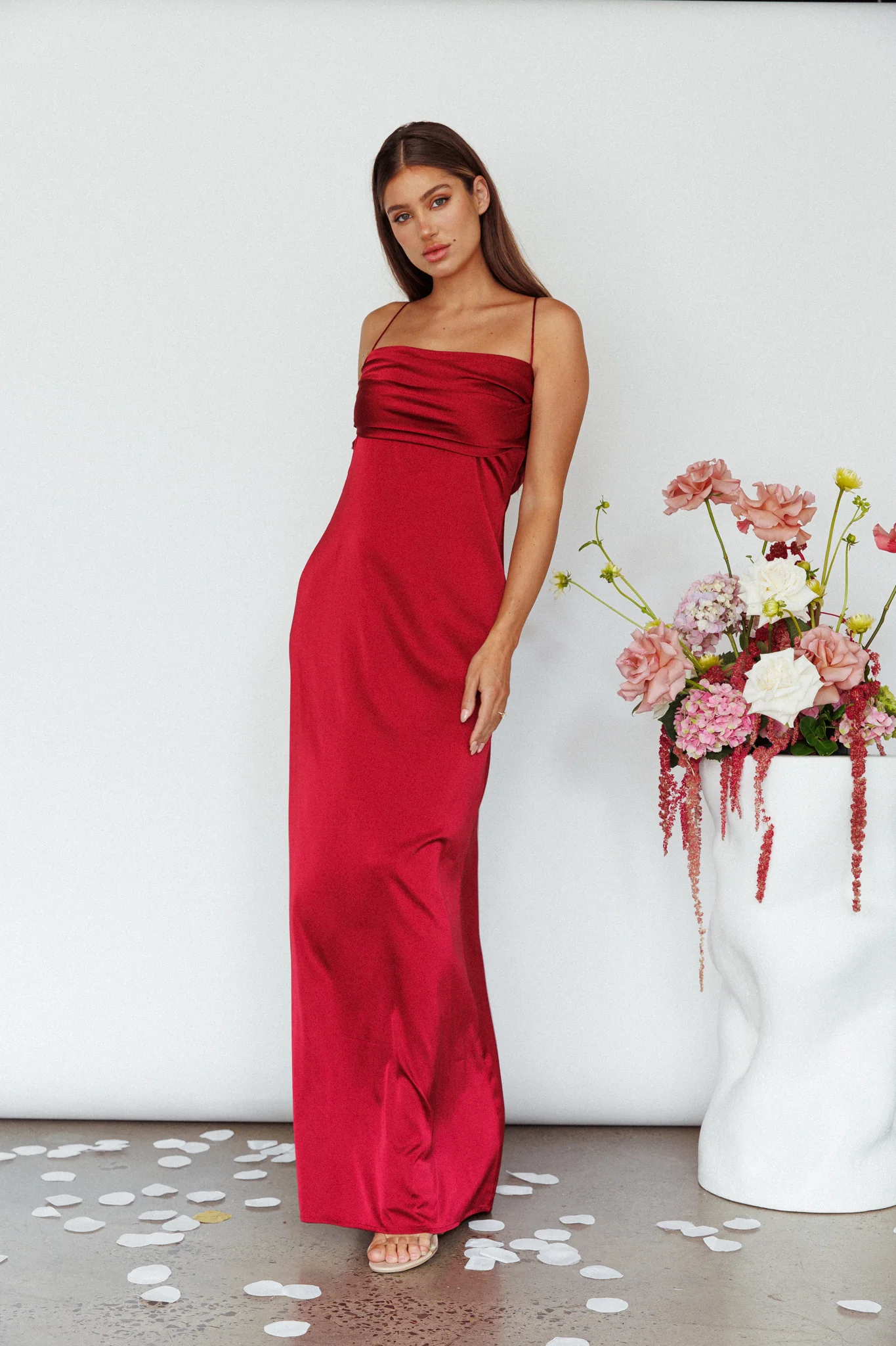 Love Letters Strappy Cowl Back Dress Burgundy