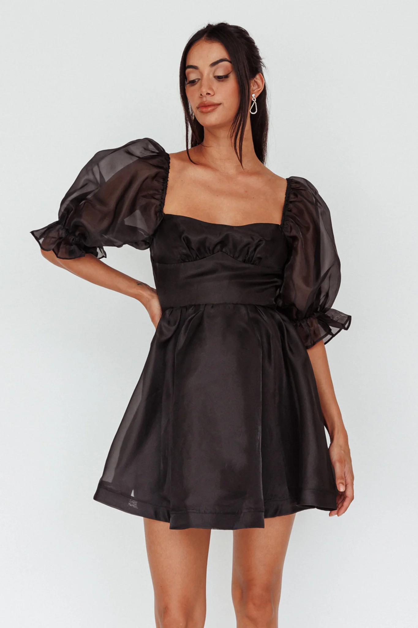 I've Got Sunshine Puff Sleeve Mini Dress Black
