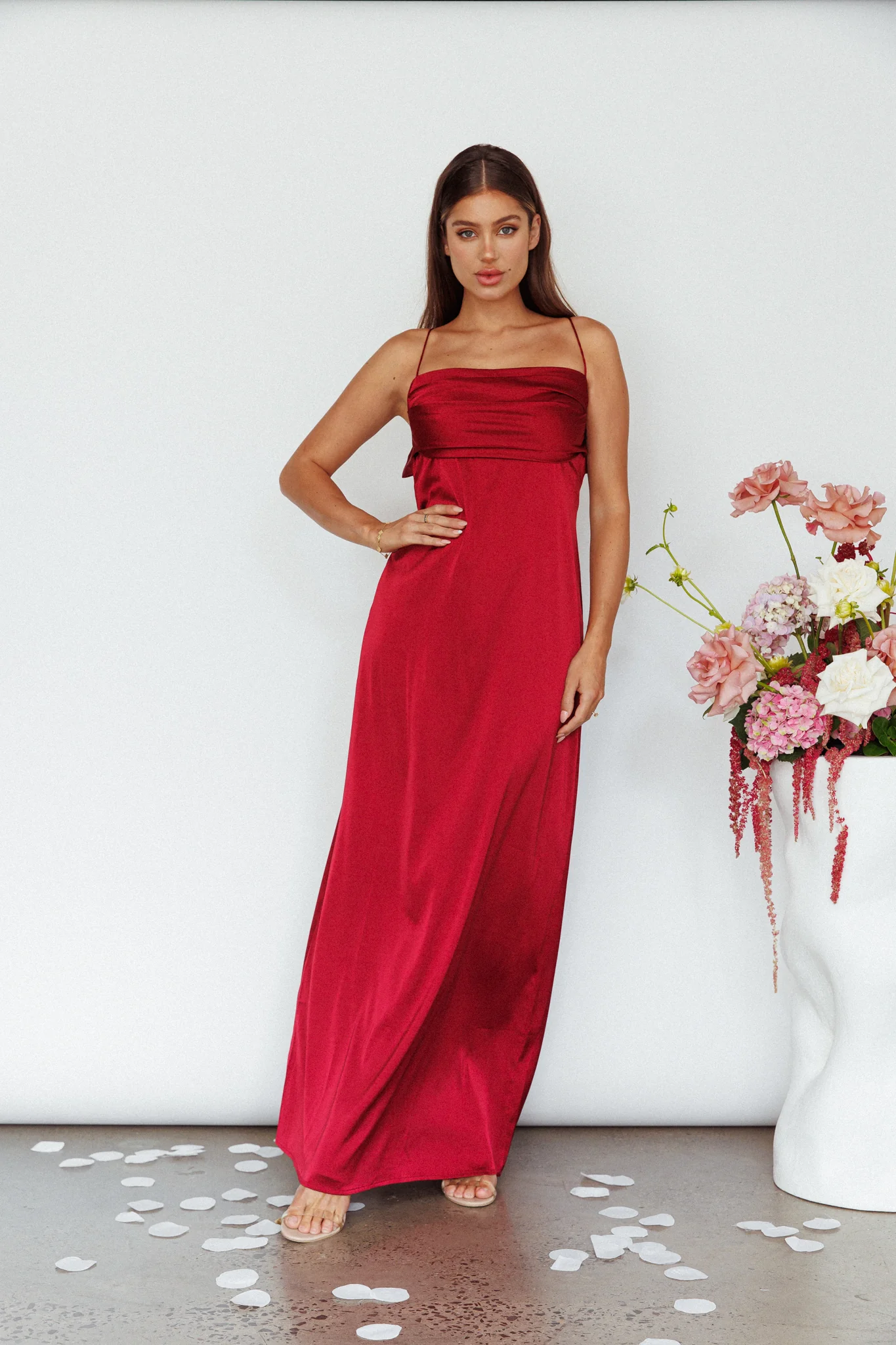 Love Letters Strappy Cowl Back Dress Burgundy