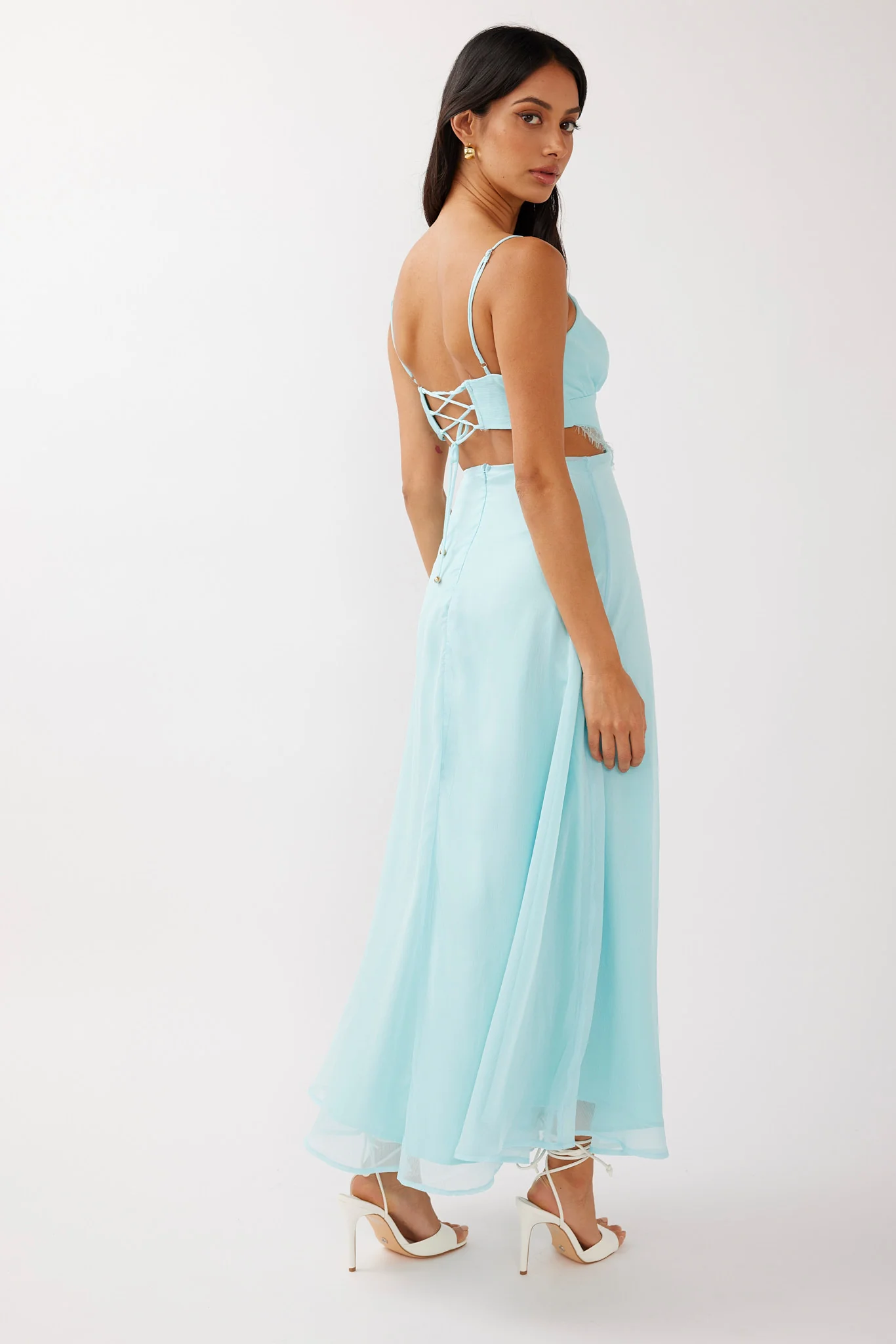 More Love Lace Trim Cut-Out Midi Dress Mint