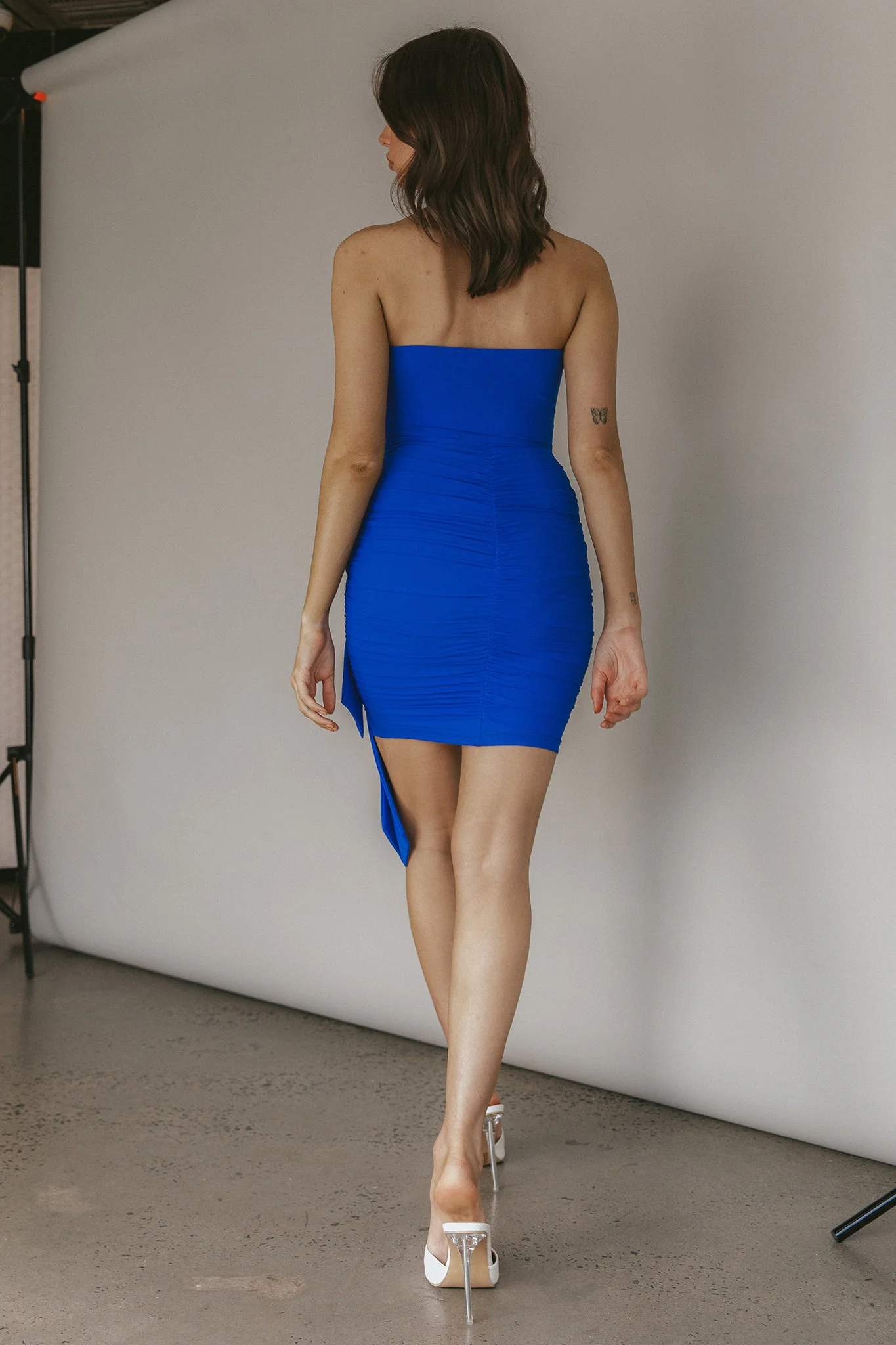 Unstoppable Strapless Knot Accent Mini Dress Blue
