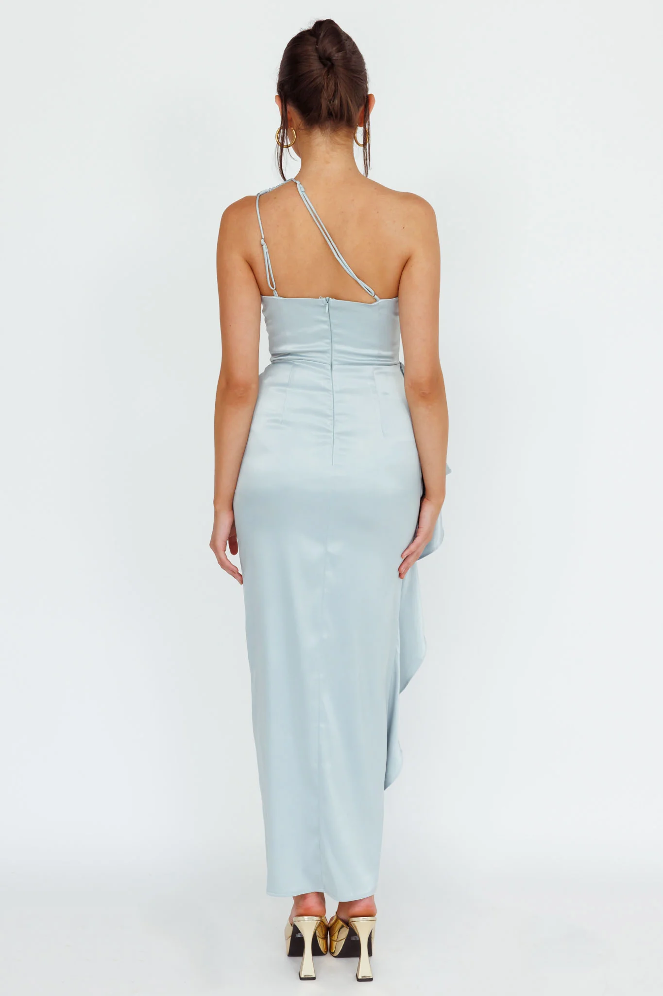 Kamillia One-Shoulder Split Midi Dress Pistachio