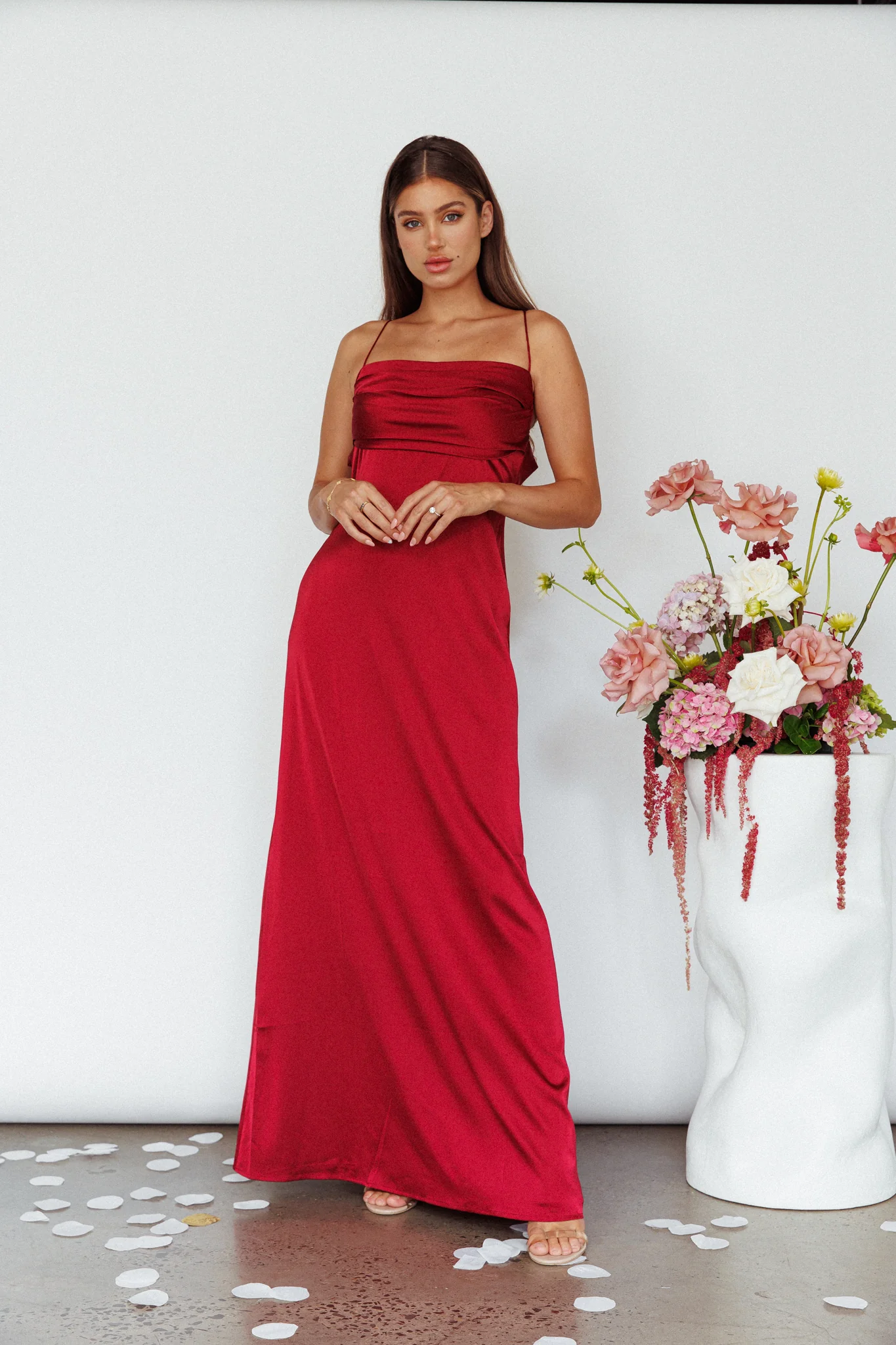 Love Letters Strappy Cowl Back Dress Burgundy