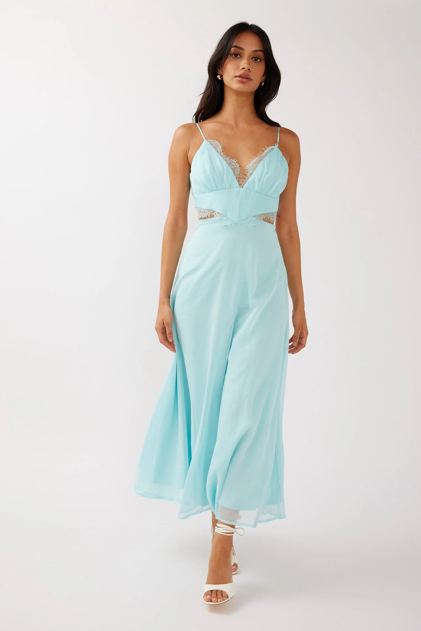 More Love Lace Trim Cut-Out Midi Dress Mint