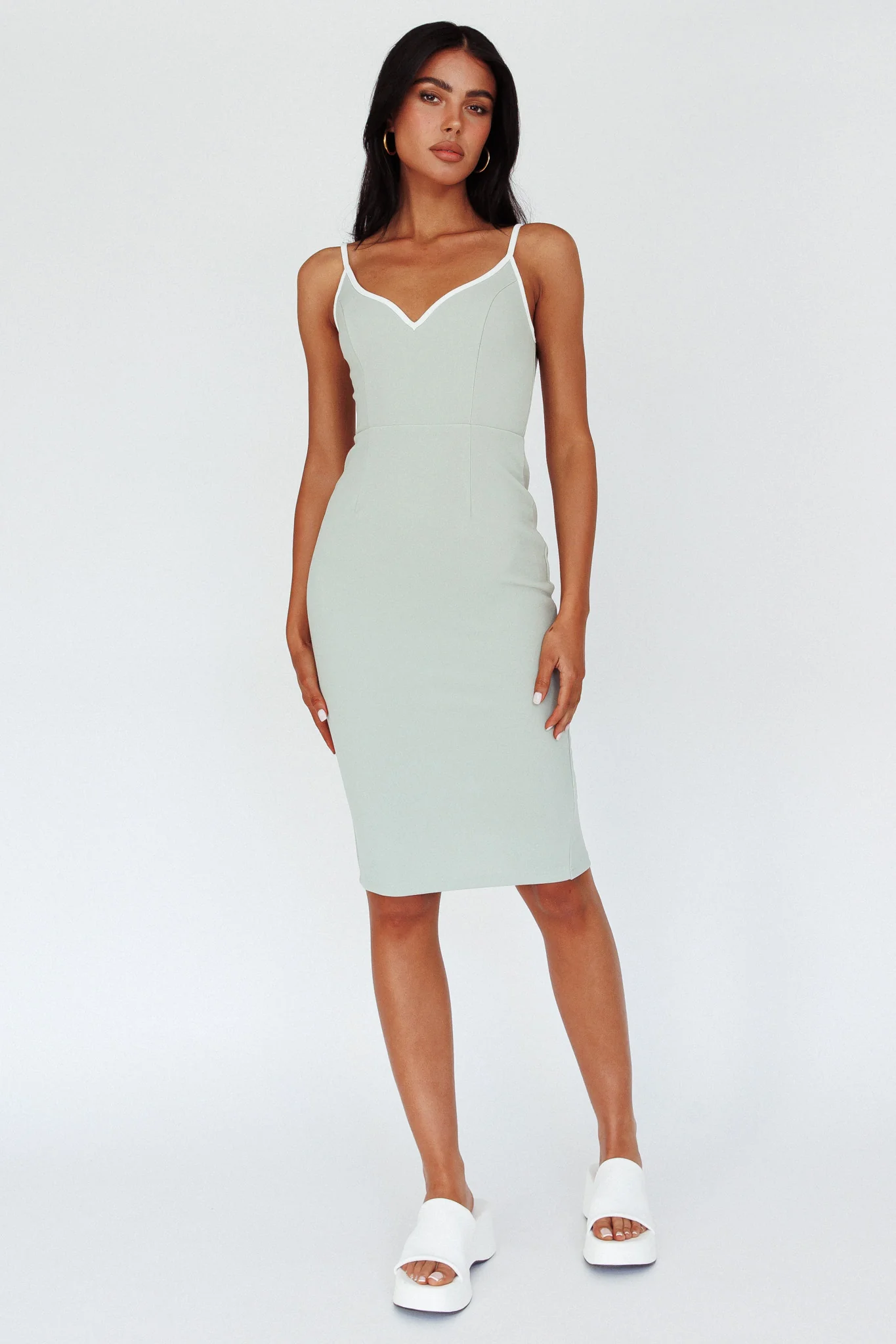 Kandis Low Back Midi Dress Sage