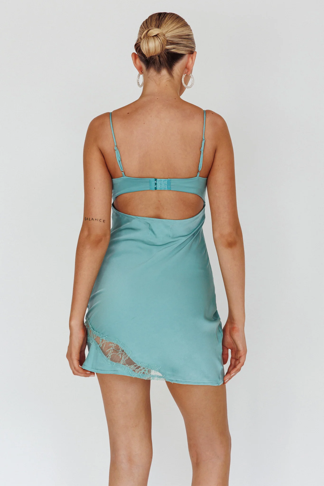 Sweet Talker Lace Trim Mini Dress Aqua