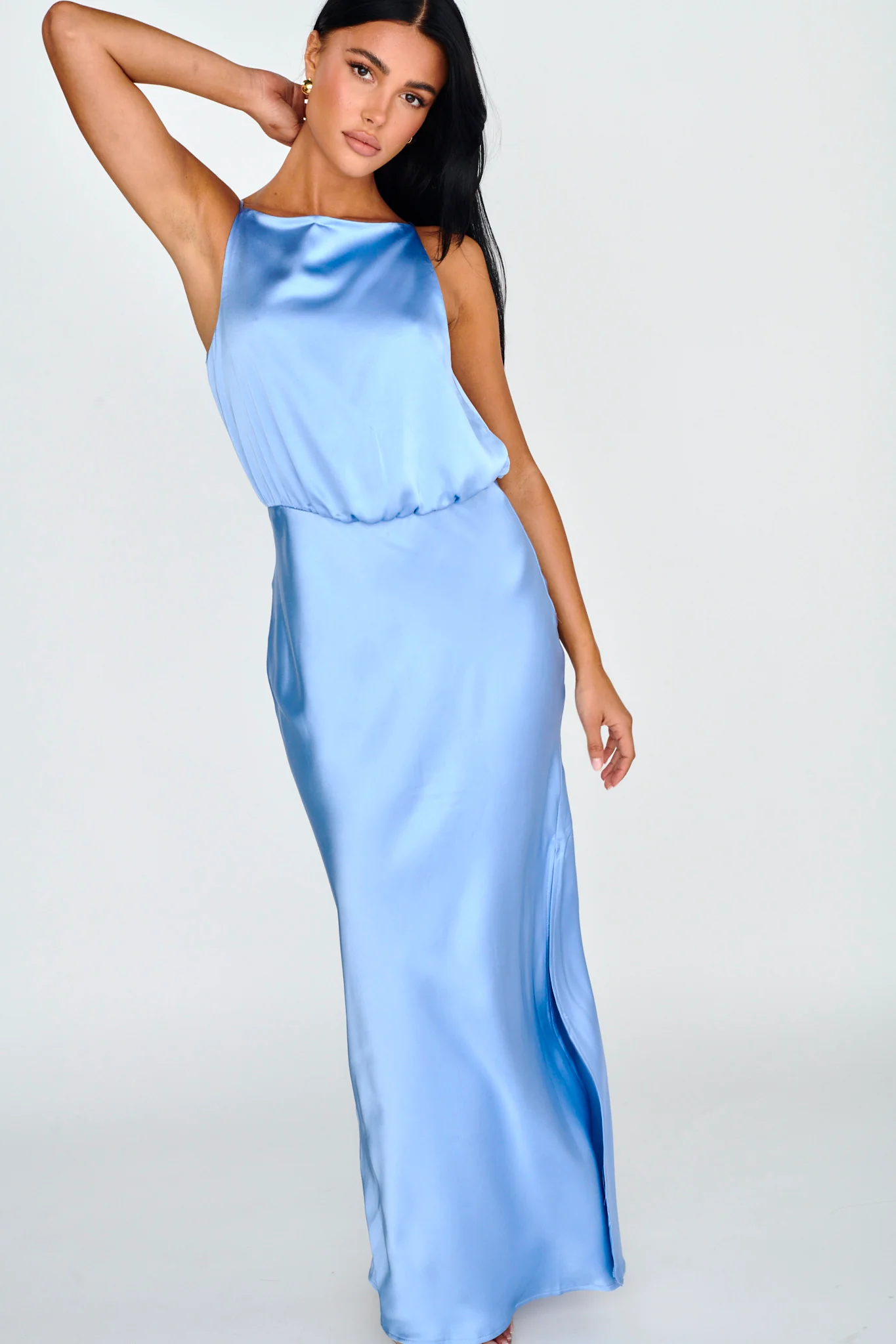Midnight Hour Side Split Midi Dress Ocean