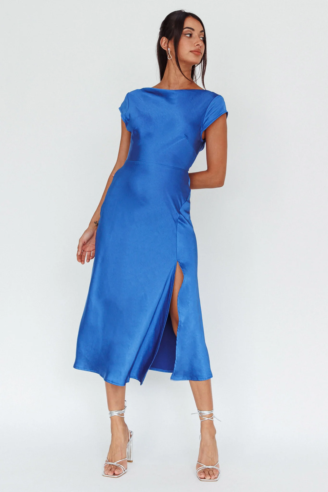 Lucinda Twist Back Midi Dress Navy