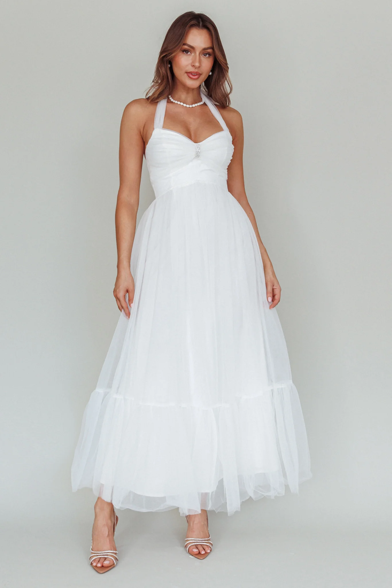 Alegria Tulle Maxi Dress White