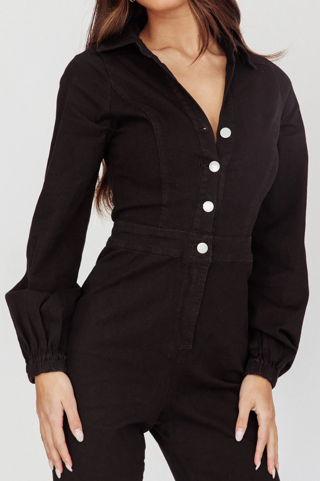 Emilio Long Sleeve Jumpsuit Denim Black