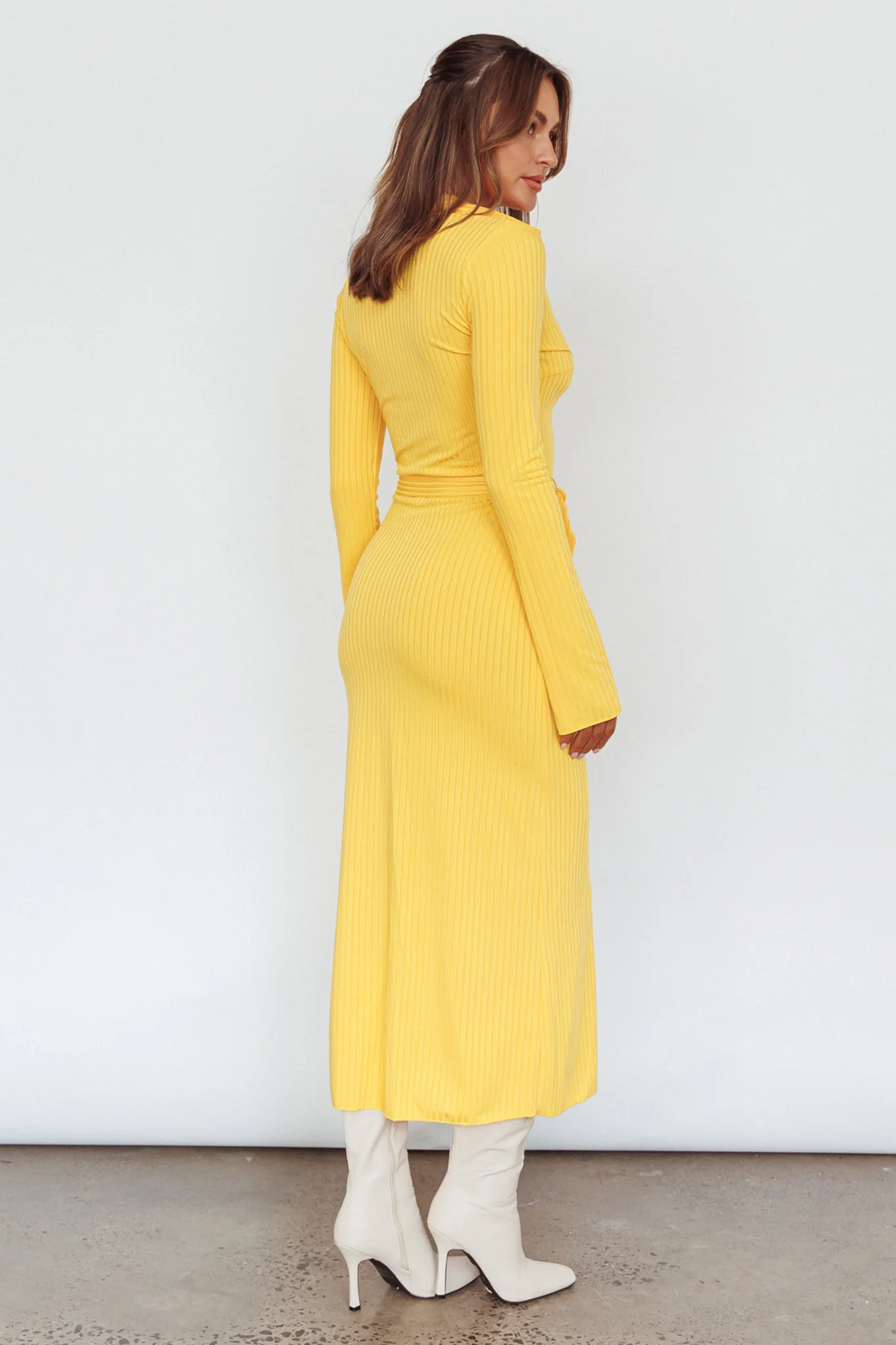 Eastcoast Collared Placket Midi Dress Yellow