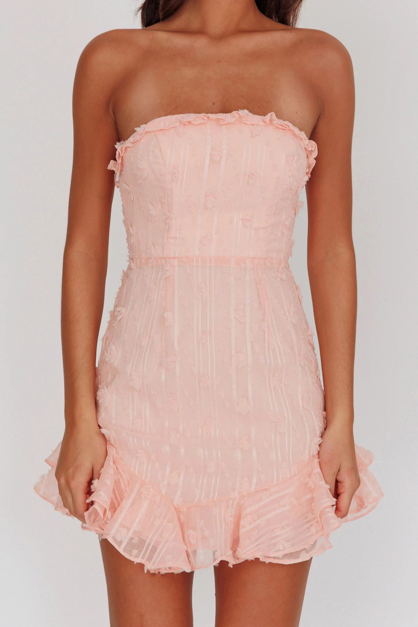 Cece Embellished Bandeau Dress Blush