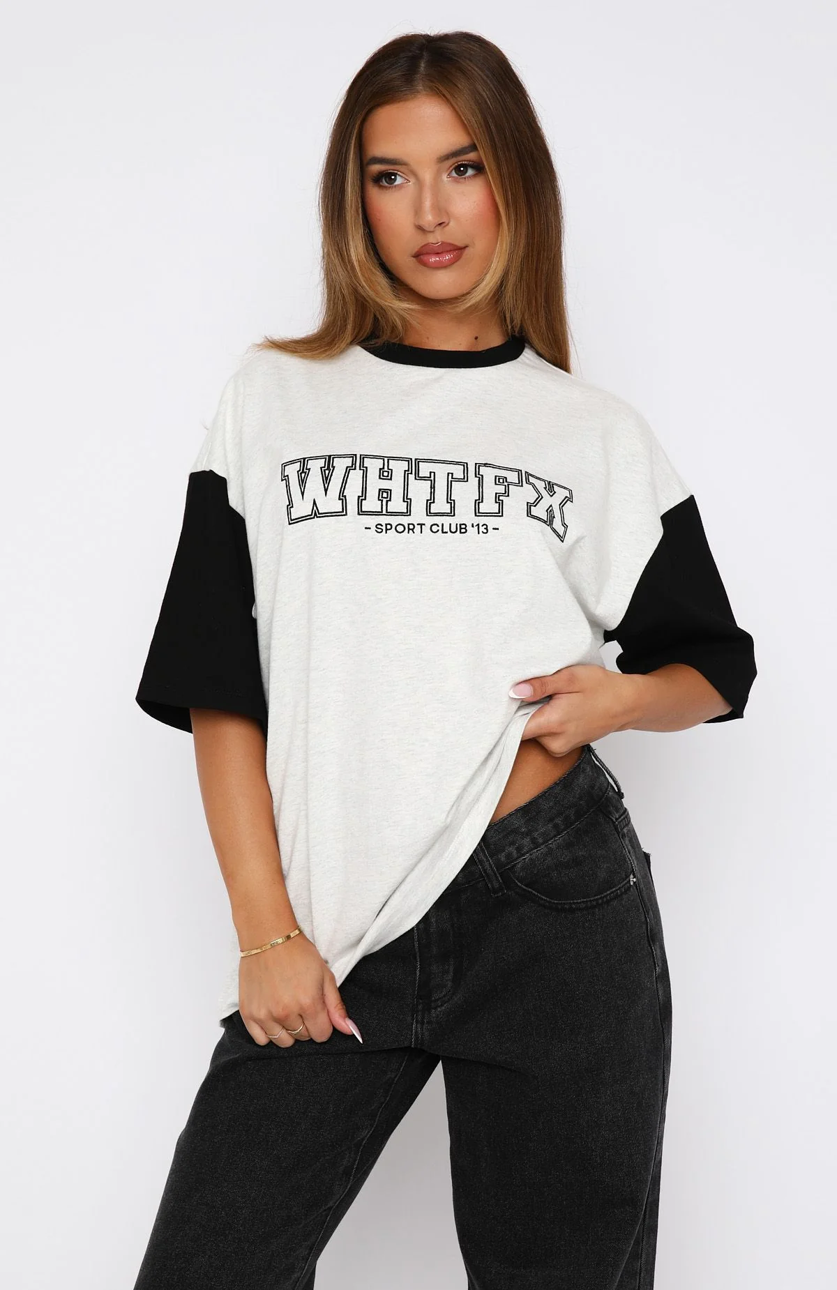 Fearlessly Flying Oversized Tee Grey Marle