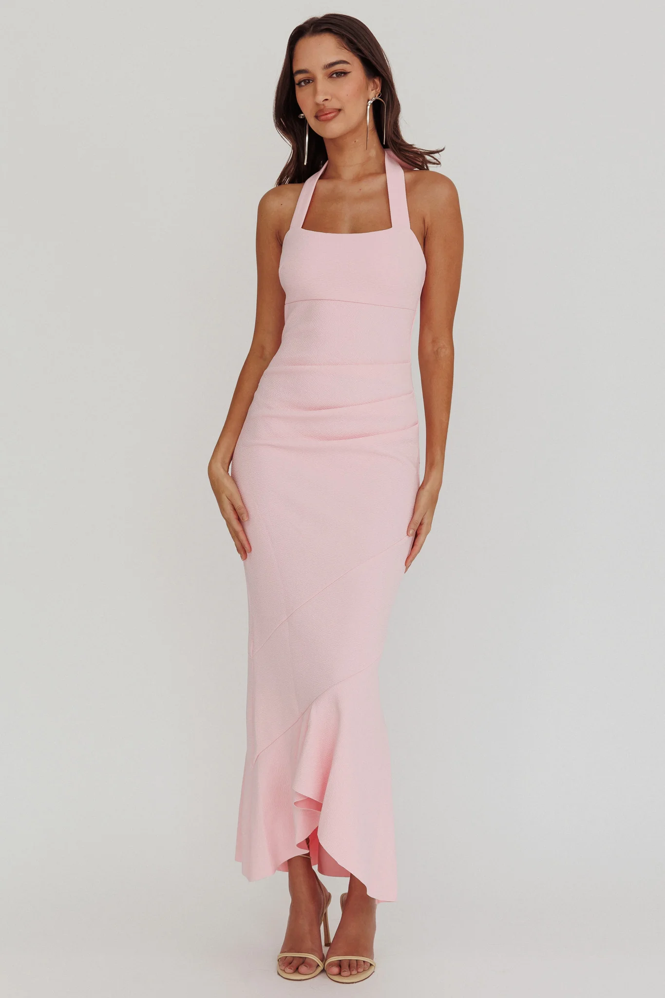 Fire Of Stars Halterneck Midi Dress Pink