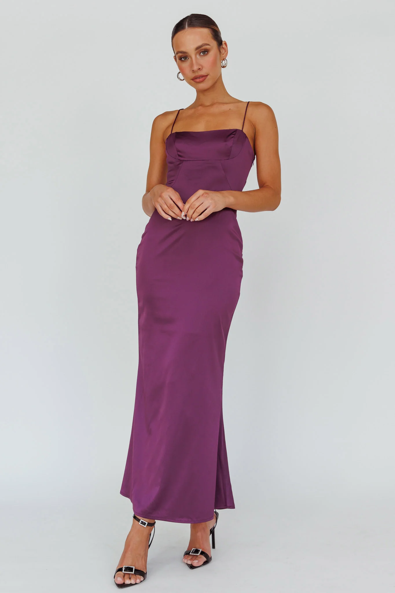 Teneal Lace-Up Back Maxi Dress Plum
