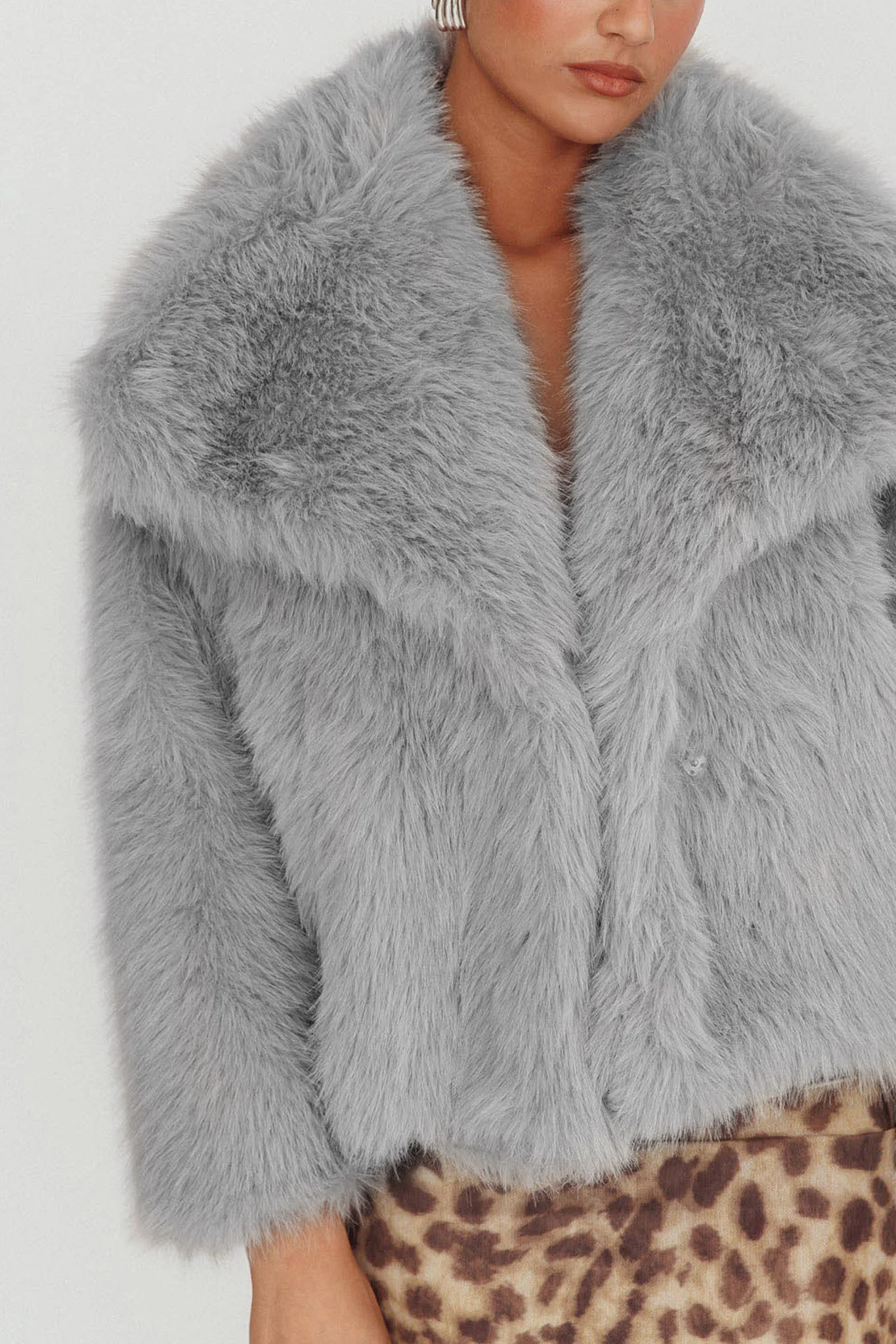 Copenhagen Oversized Lapel Fur Jacket Cream