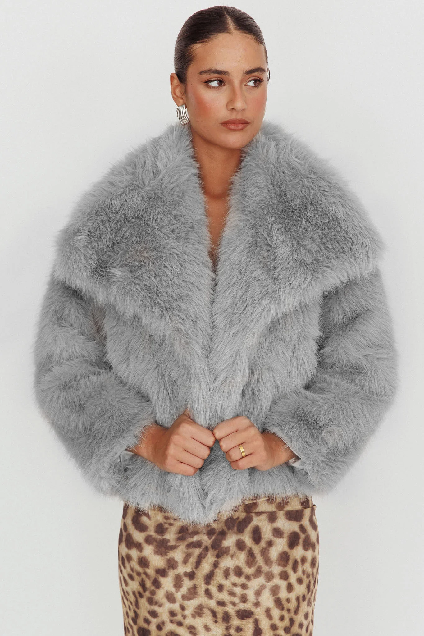 Copenhagen Oversized Lapel Fur Jacket Cream