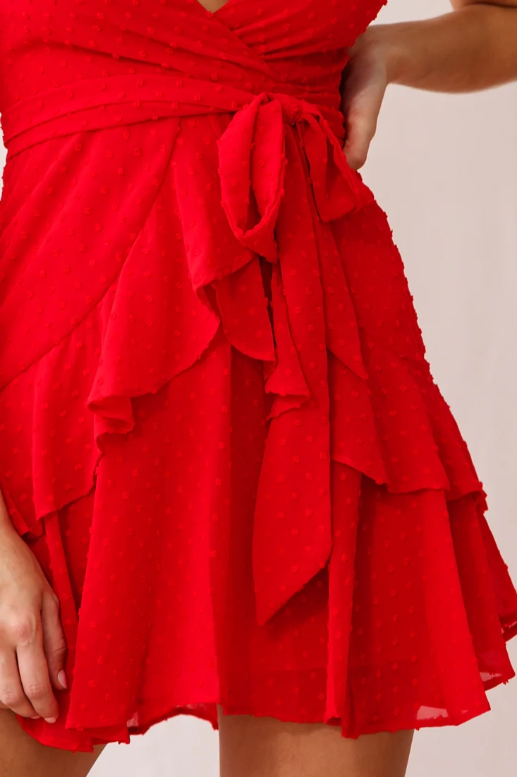 Kerry Layered Ruffle Dress Red