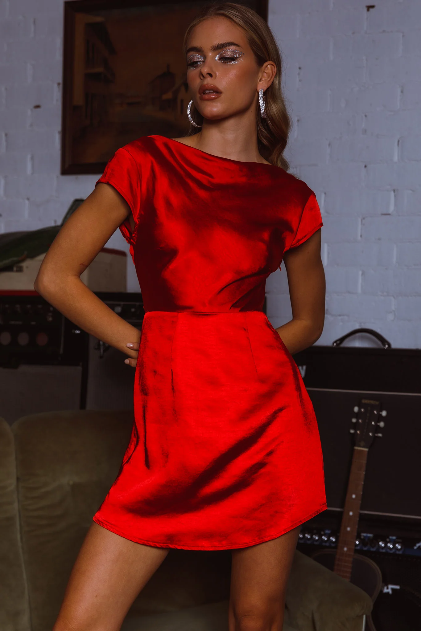 Lucinda Twist Back Mini Dress Red