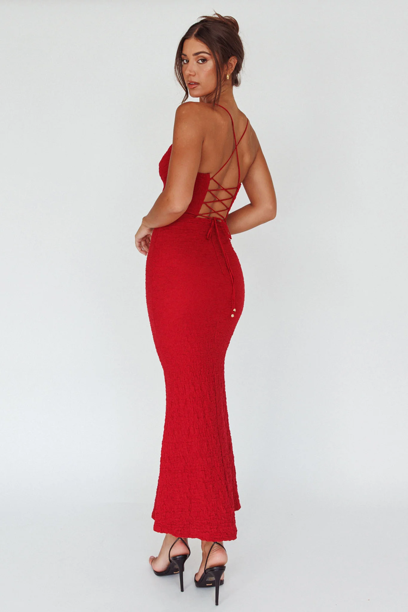 Nouveau U-Neckline Midi Dress Wine