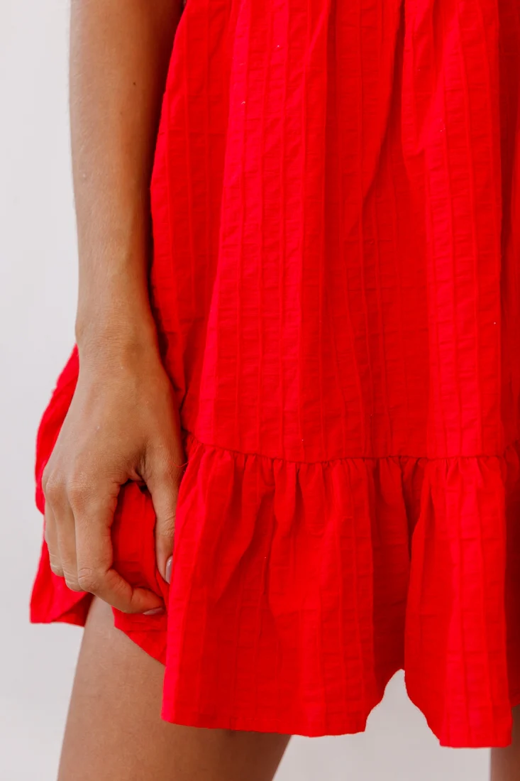 Heather Round Neck Swing Dress Red