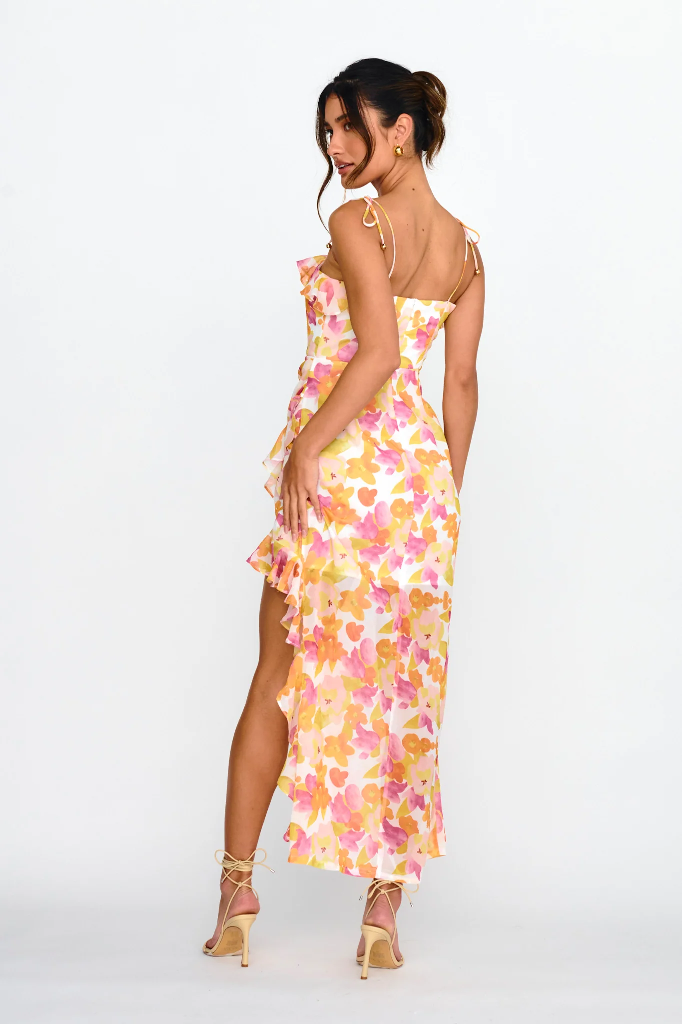 Portofino Cut-Out Split Midi Dress Floral Red