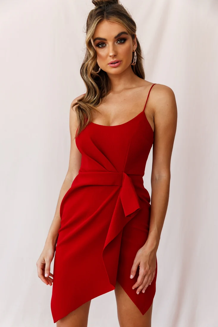 Tesla Cami Strap Sculpted Fabric Dress Red