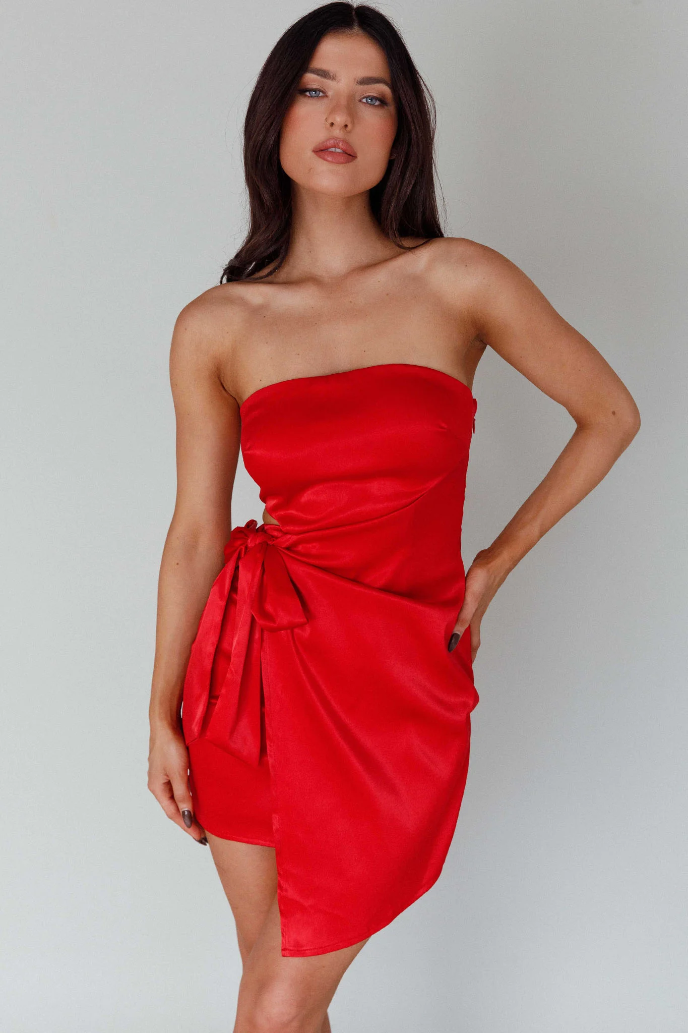 Eyes For You Waist Tie Mini Dress Red