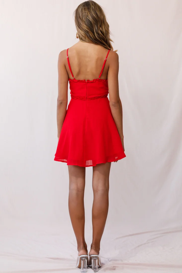Zeta Bust Tie A-Line Dress Red