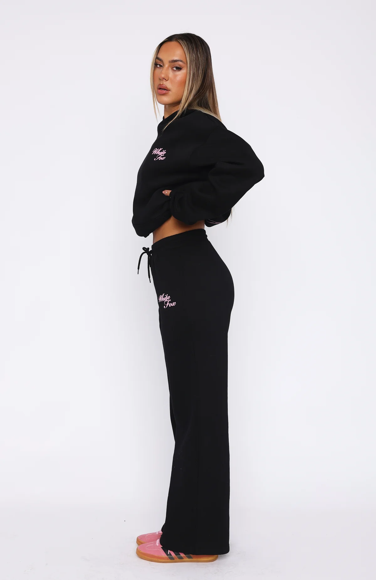 Just A Girl Wide Leg Sweatpants Black