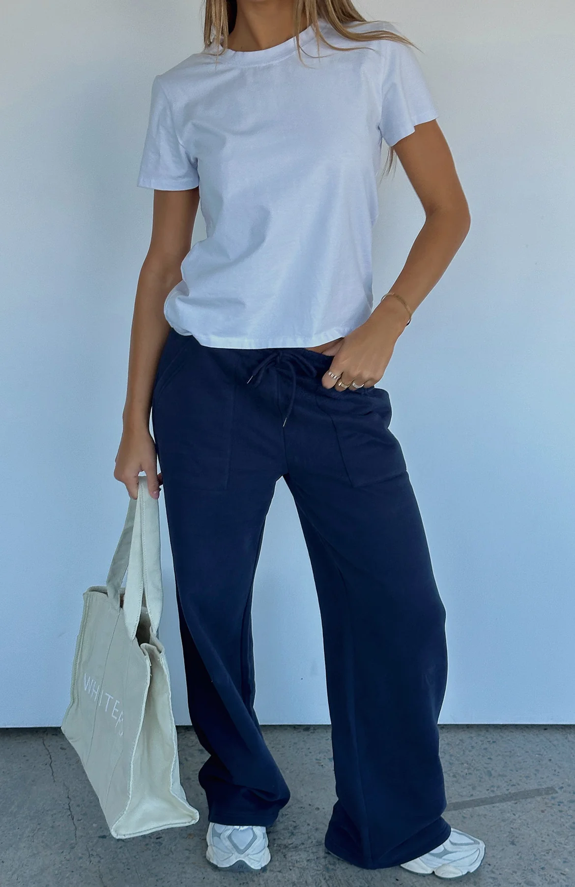 You'd Love It Here Wide Leg Sweatpants Navy