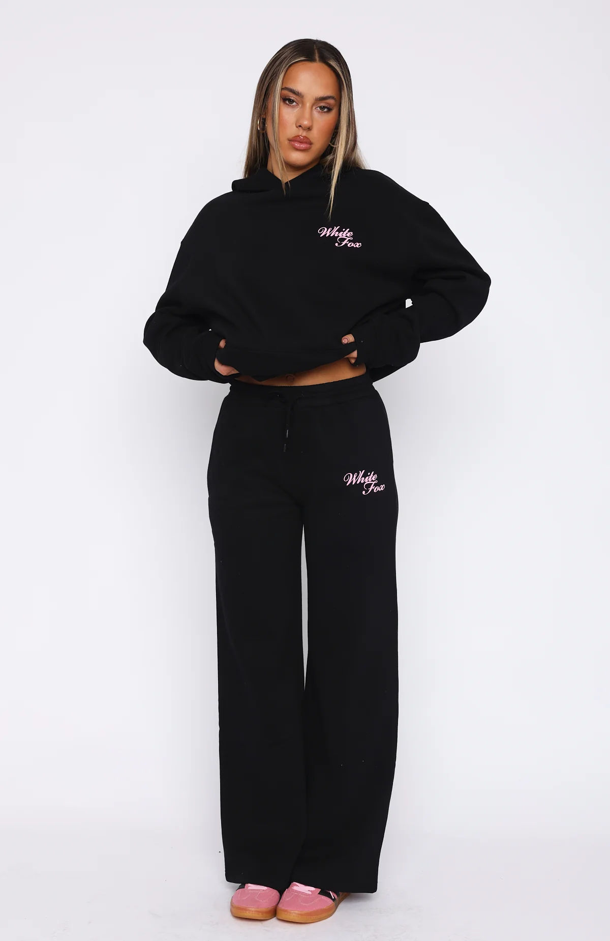 Just A Girl Wide Leg Sweatpants Black