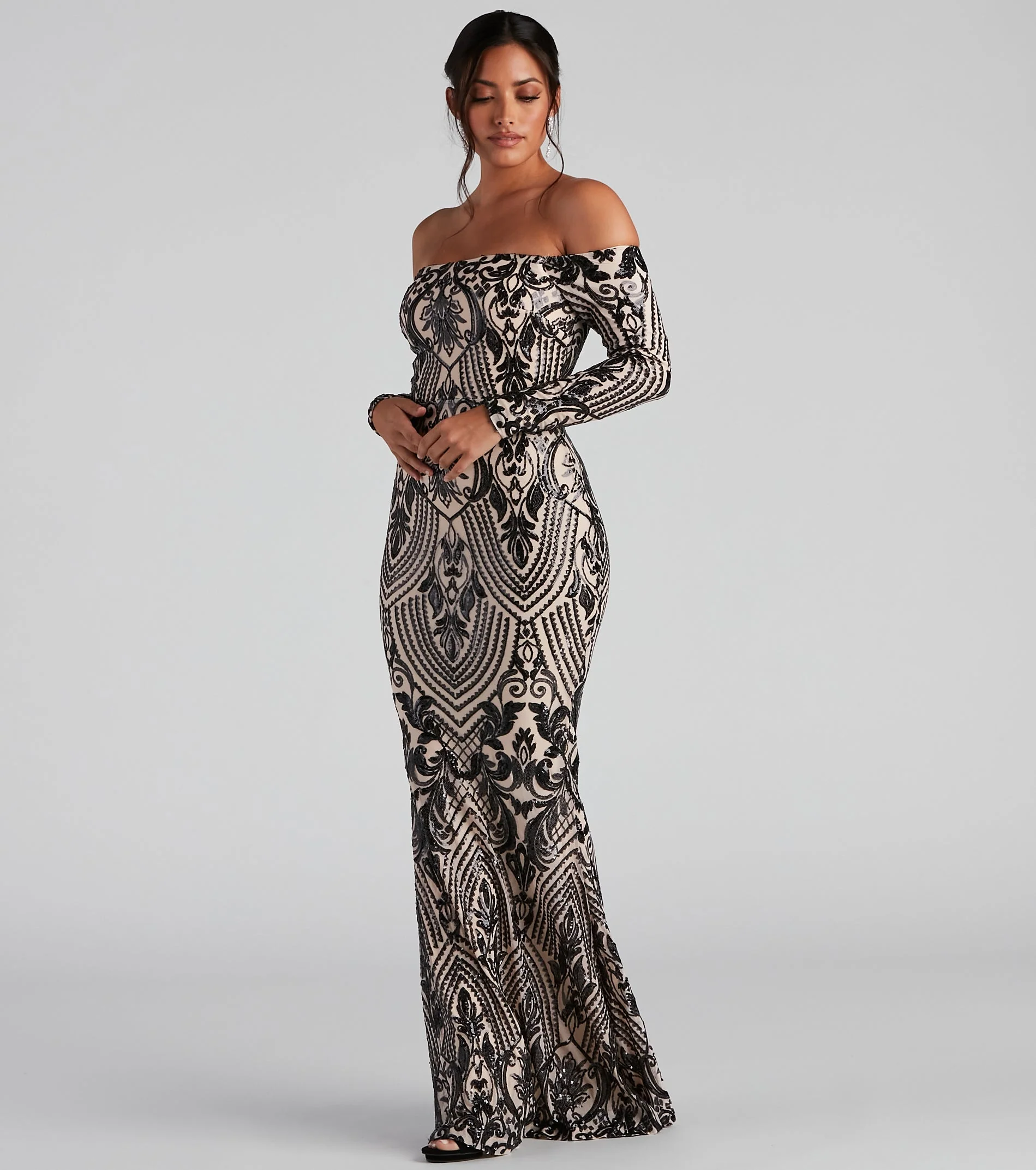 Paityn Formal Off-The-Shoulder Sequin Dress