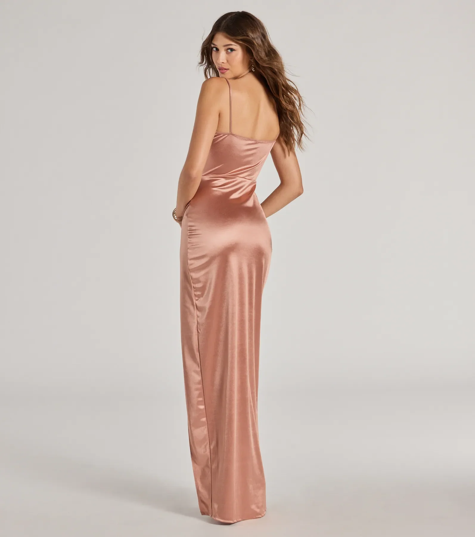 Mayra Formal Satin Slit Long Dress