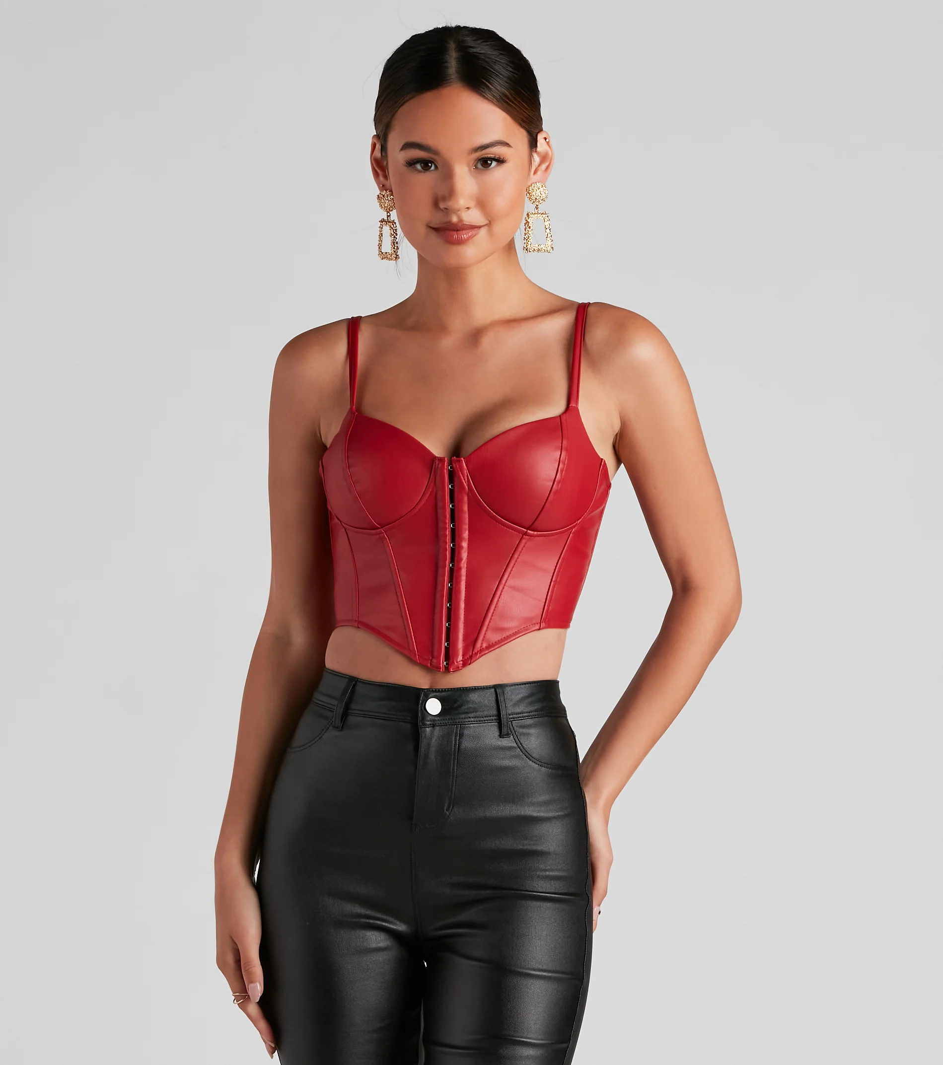 Bold Moment Faux Leather Corset Top