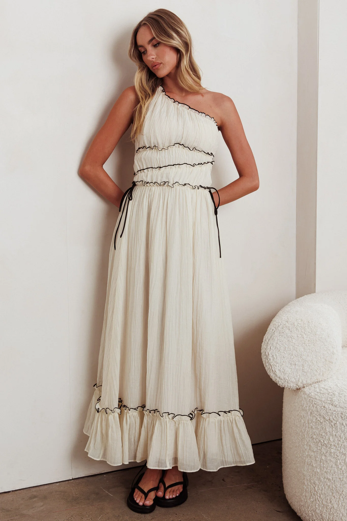 Ballad One-Shoulder Maxi Dress Cream