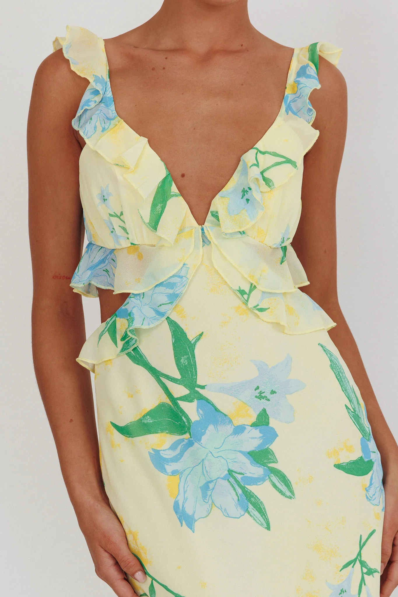 Second Chances Ruffle Trim Maxi Dress Lily Blue