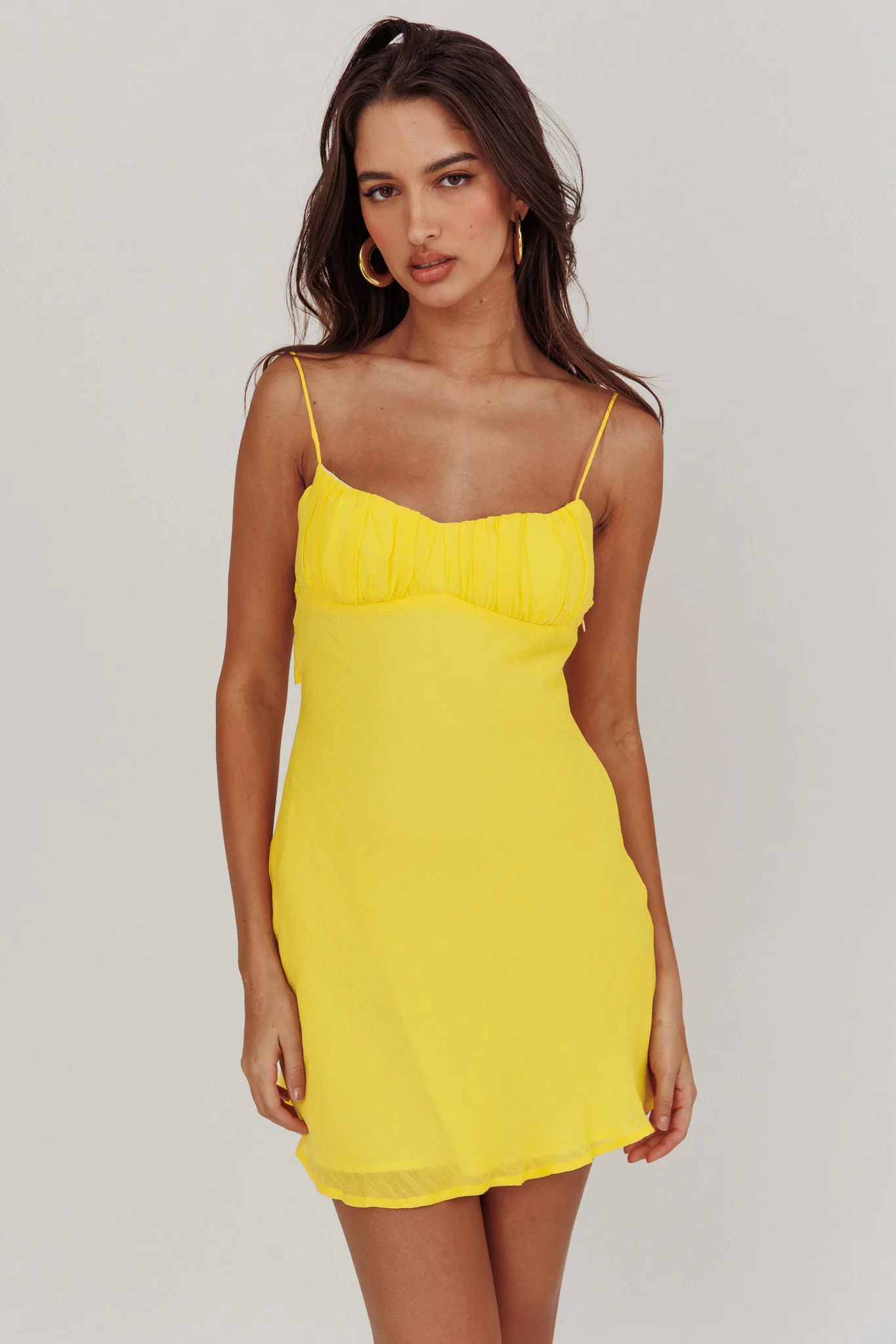 Nerida Twist Back Mini Dress Lemon