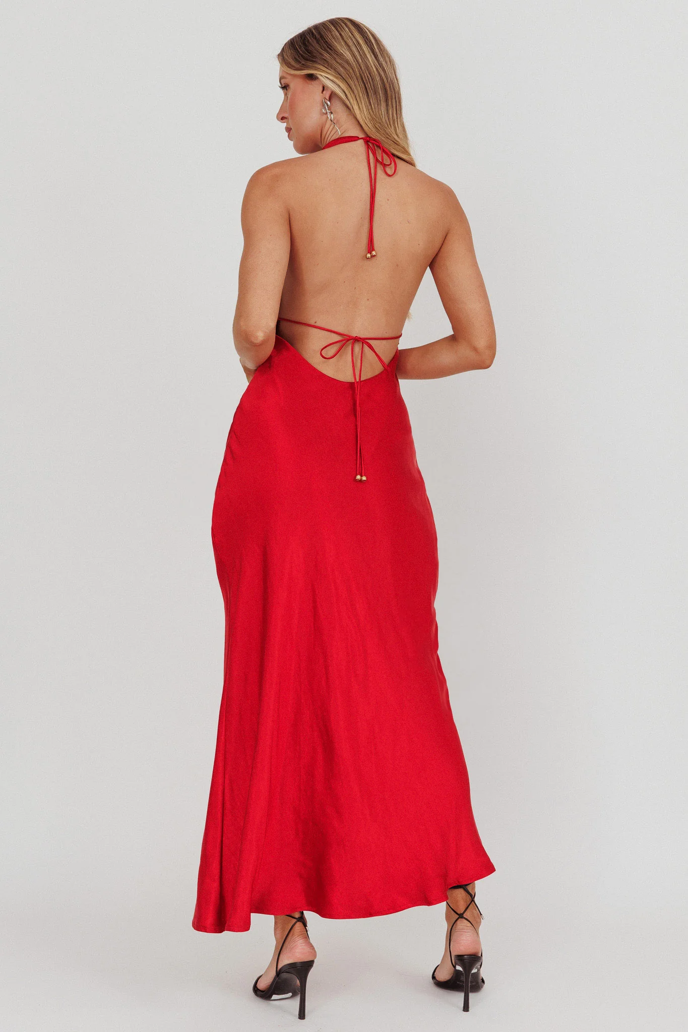 Sweetest Sundays Halterneck Open Back Dress Red