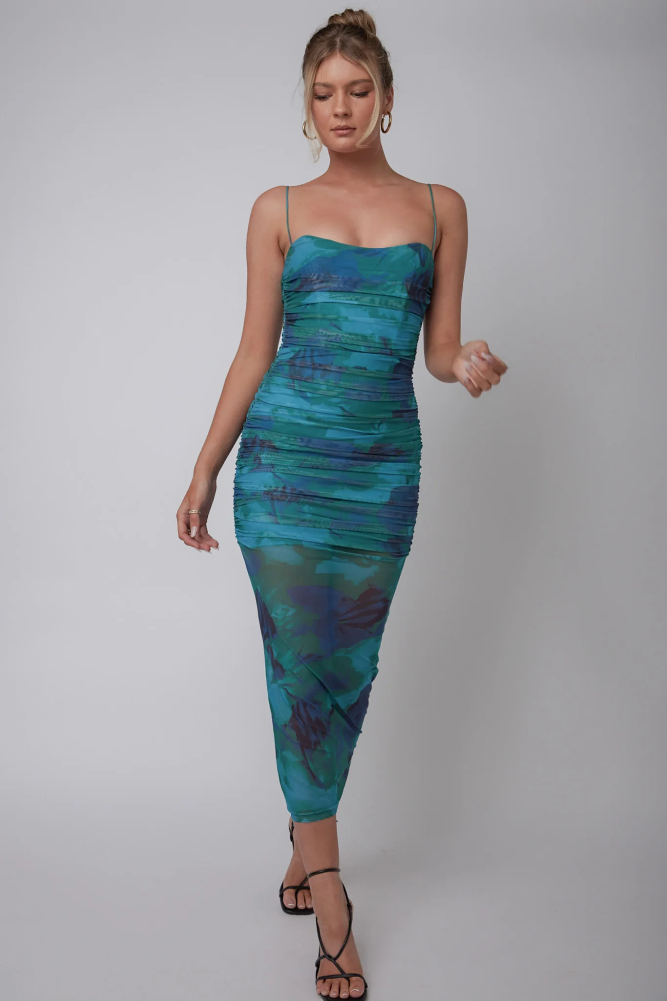 Logan Cami Strap Midi Dress Floral Green