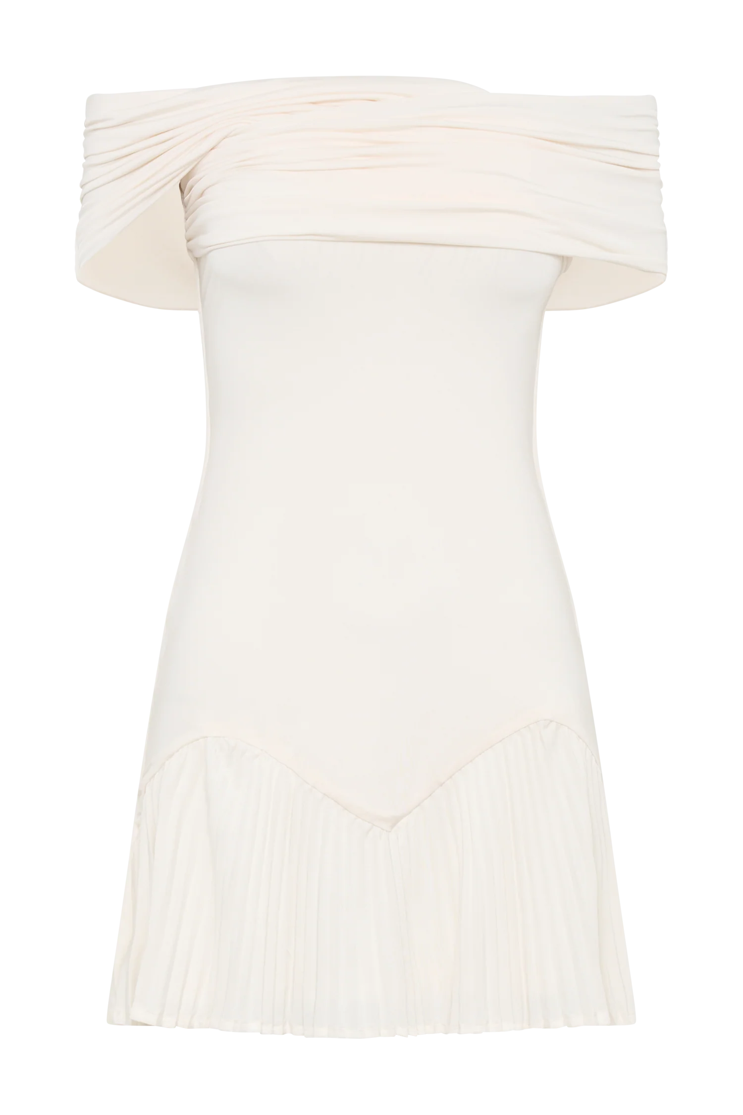 Melina Slinky Off Shoulder Mini Dress - Ivory
