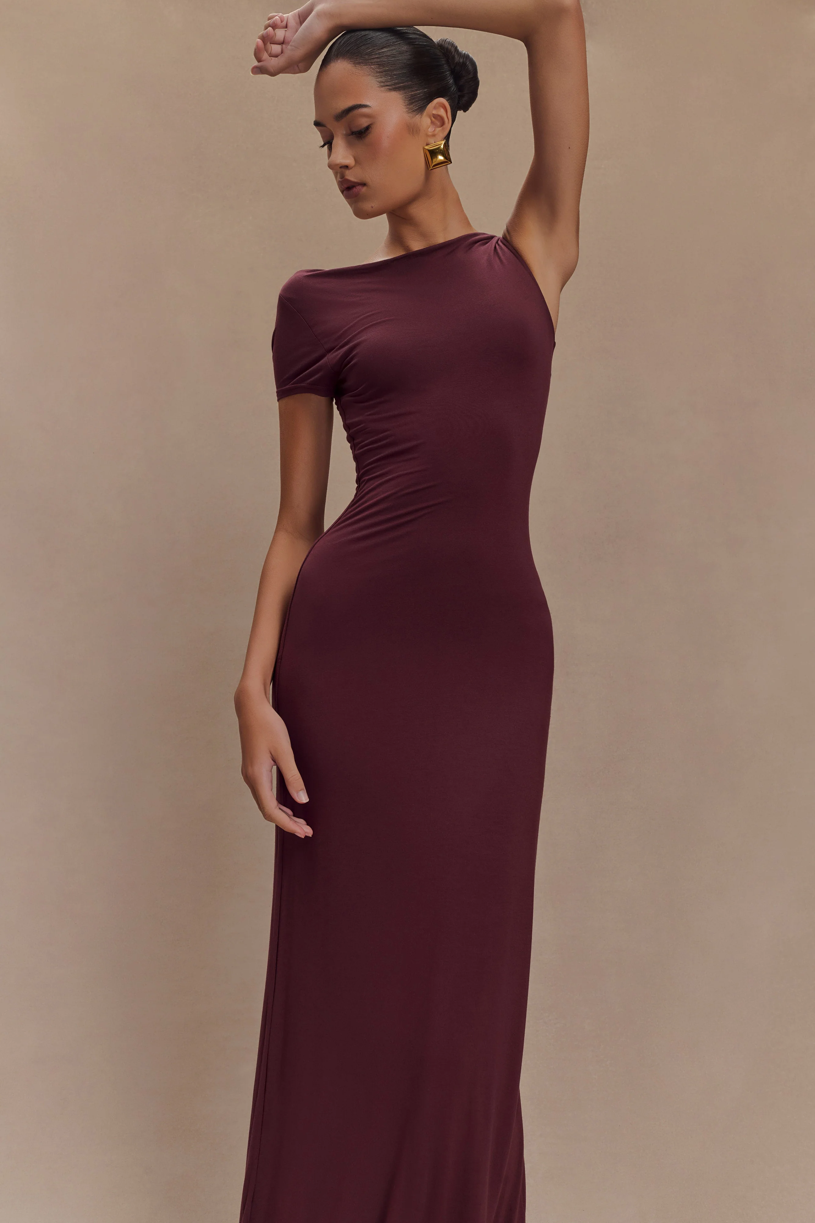 Tamsin Short Sleeve Modal Maxi Dress - Mahogany