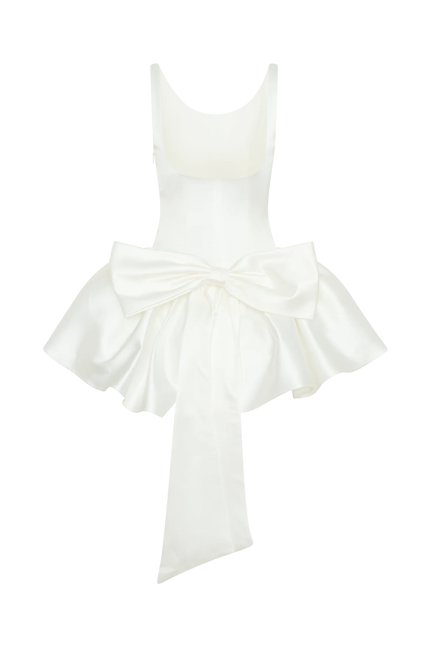Felicia Satin Mini Dress With Bow - White