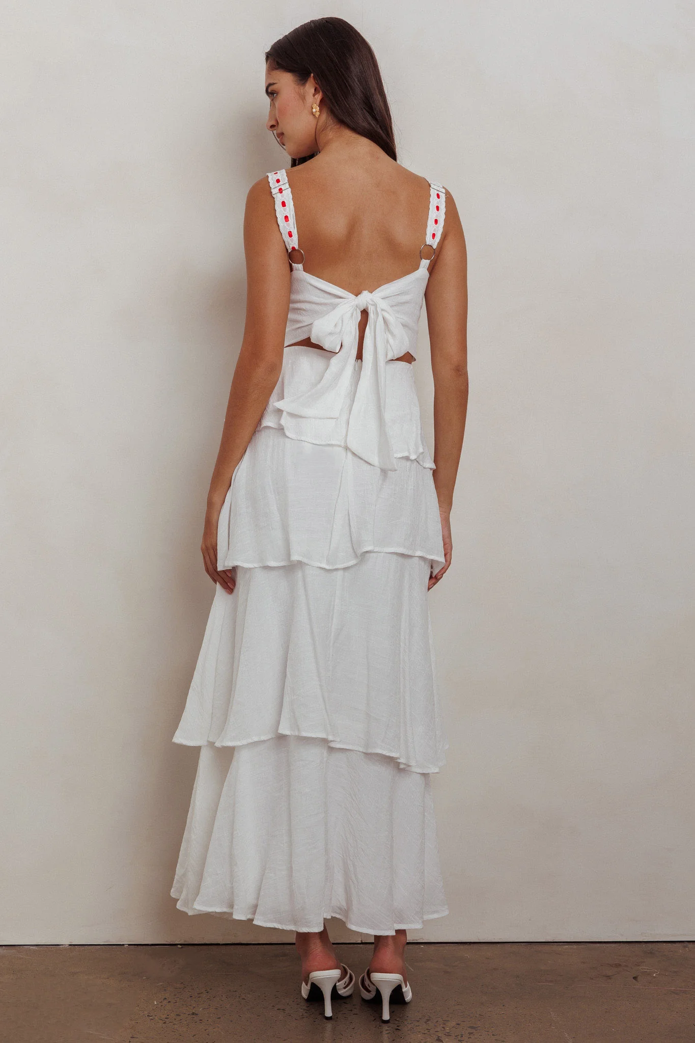 Provence Bloom Tiered Ruffle Maxi Dress Off White