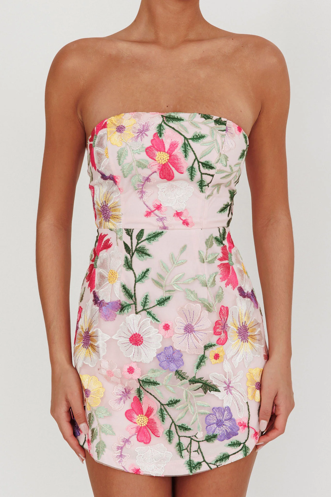 Entered The Chat Strapless Mini Dress Multi