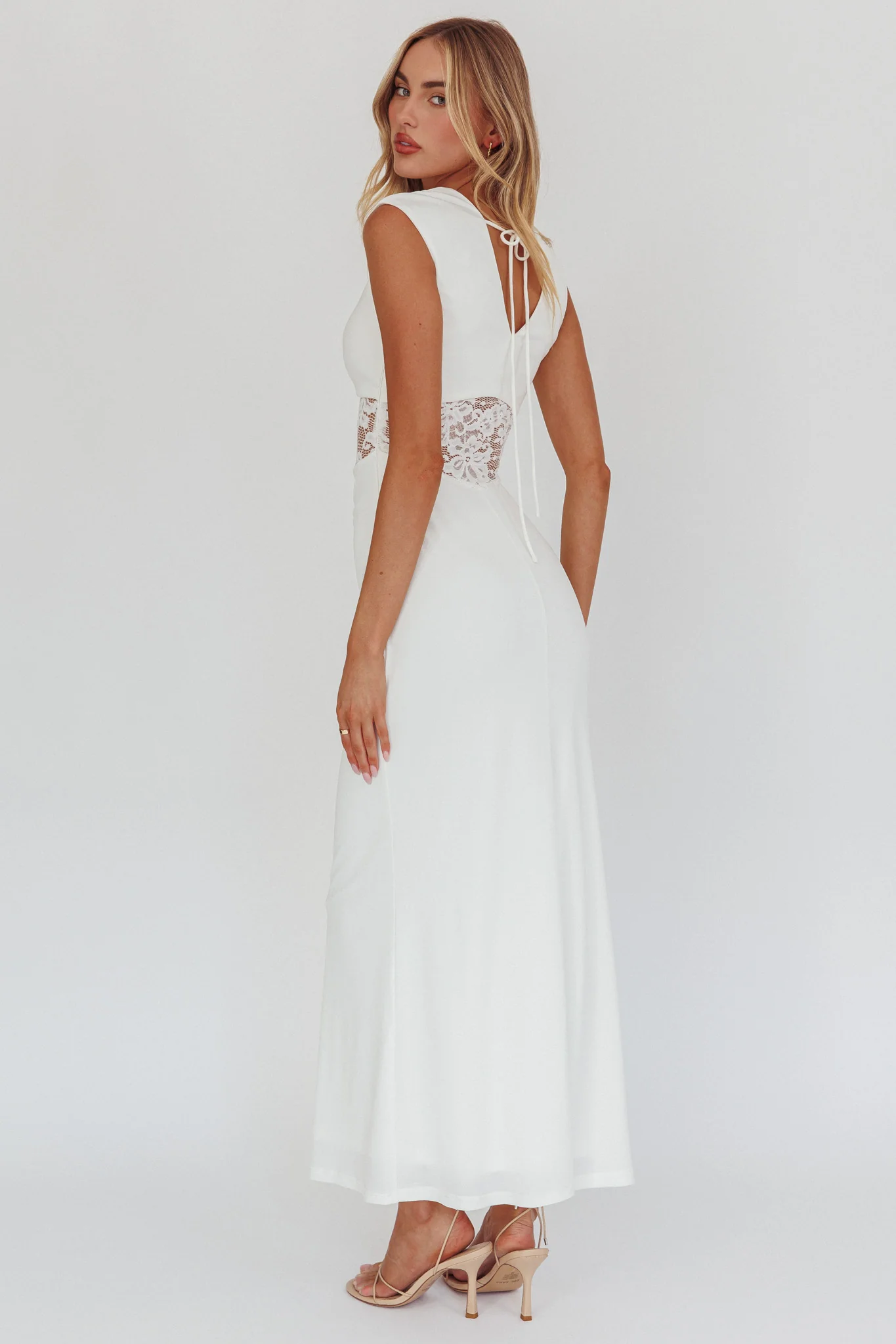 Solara Lace Waist Maxi Dress White