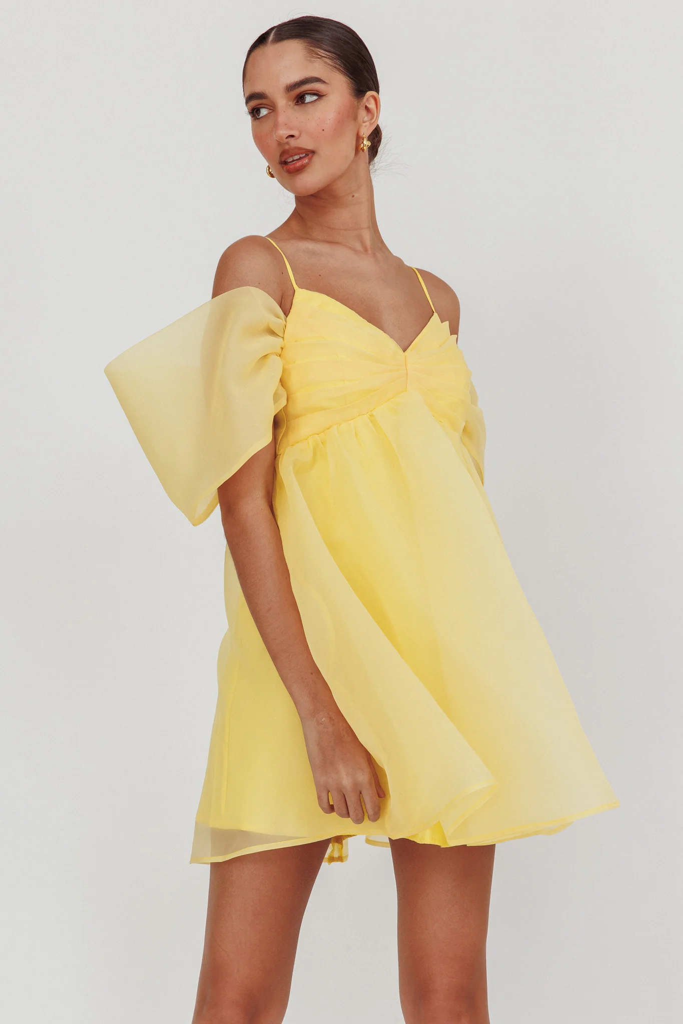 Little Liar Organza Mini Dress Yellow