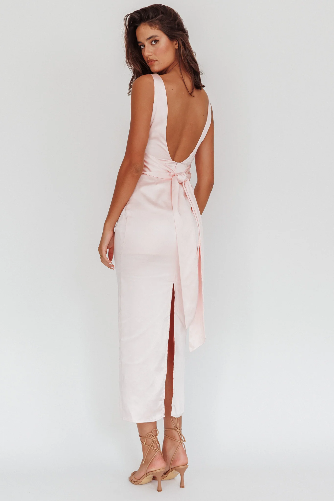 Leila Boat Neck Midi Dress Pink