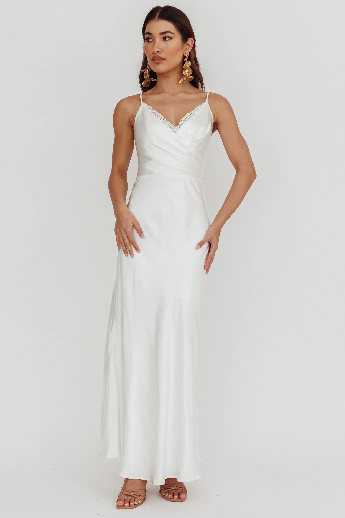 Our Story Surplice Neckline Maxi Dress Off White