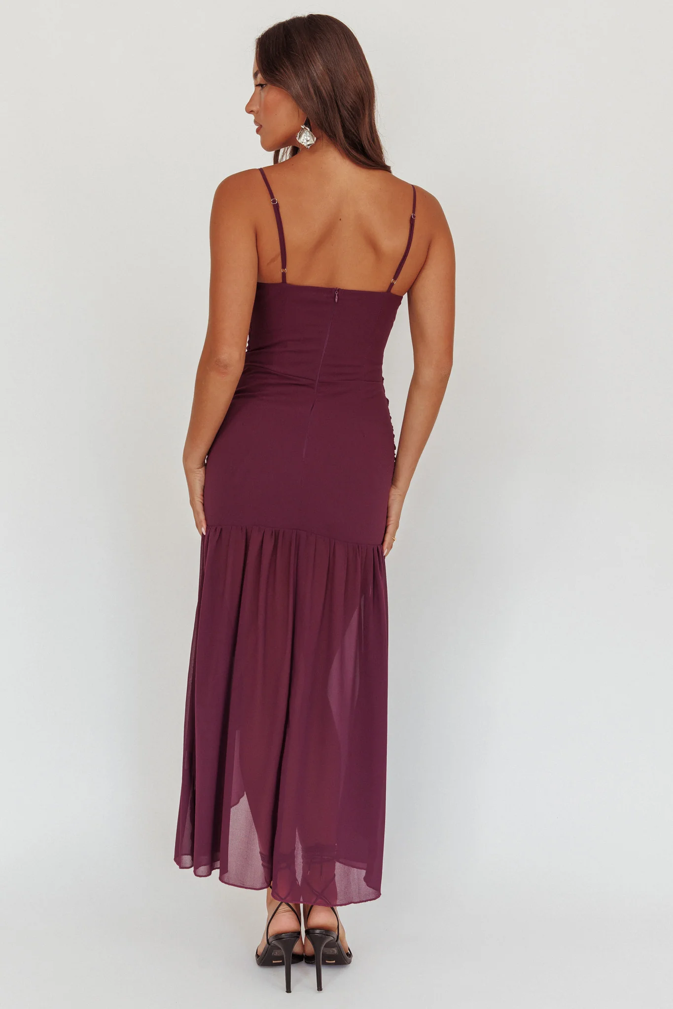 Floating Waist Sash Maxi Dress Plum